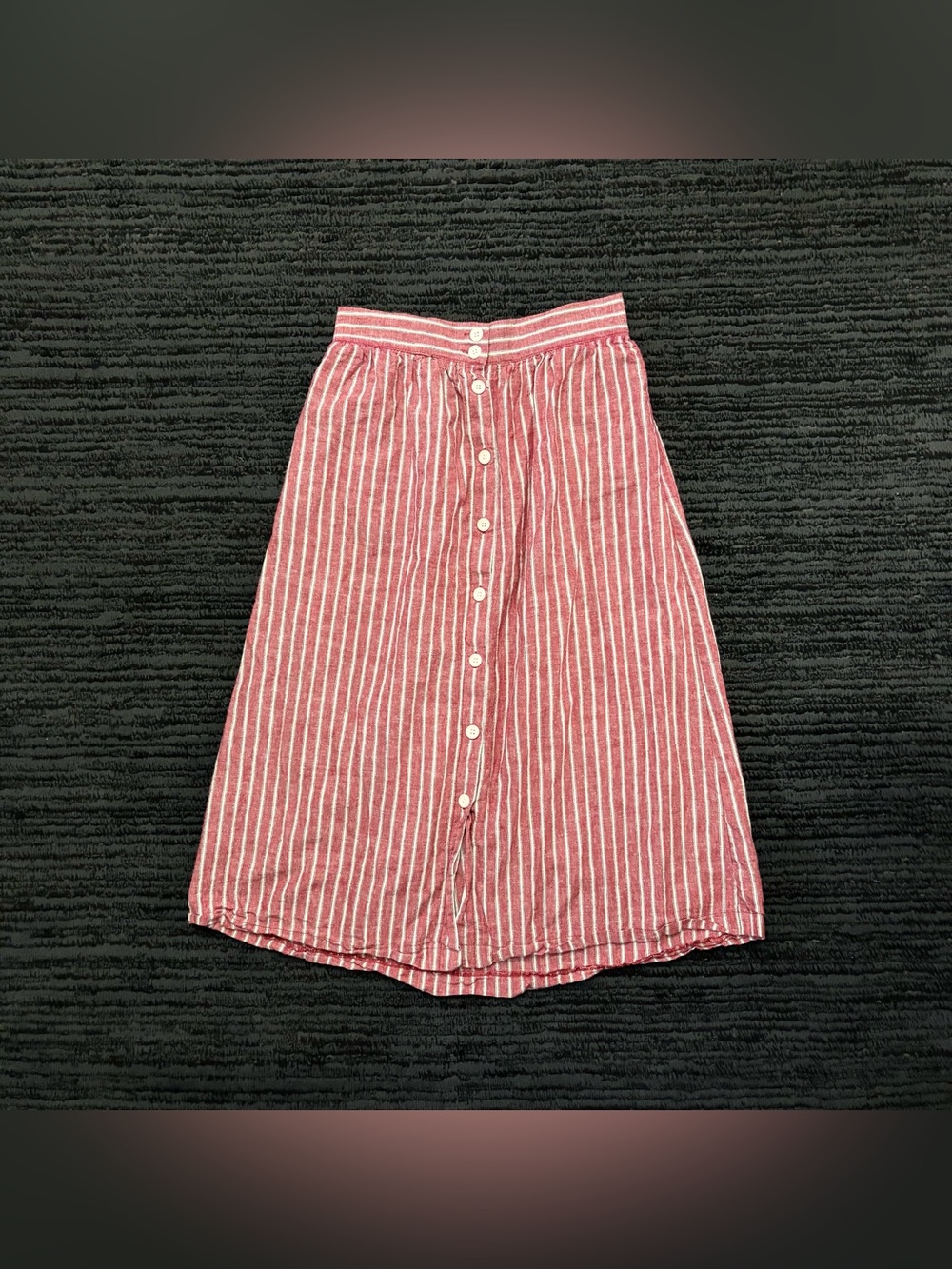 Max Studio Stripe Button Front Stretch Waist Midi Skirt